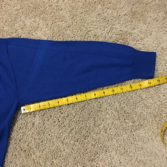 Lord & Taylor Long True Blue V-Neck High Low Knit Sweater - Picture 15 of 15